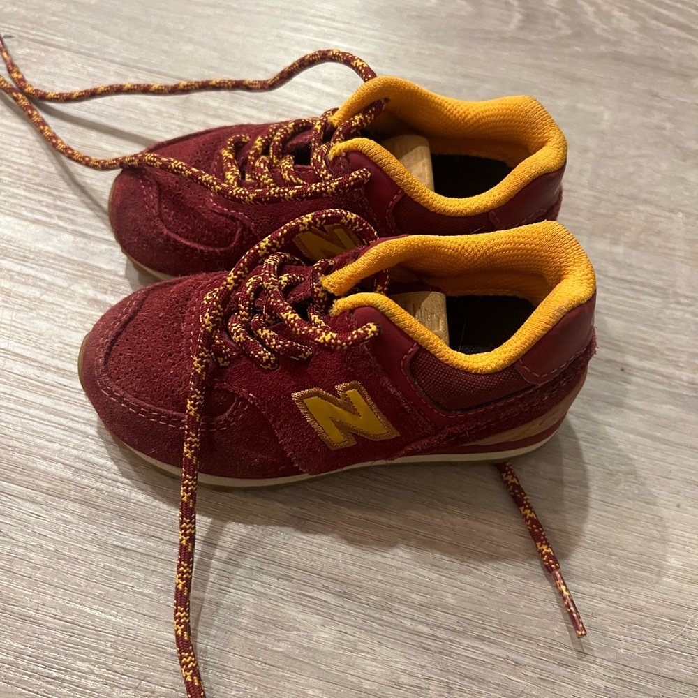 New Balance Toddler' Burgundy and Yellow Sneakers
